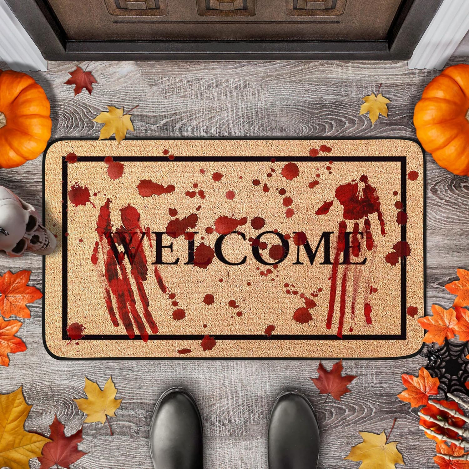 Horror Bloodstain Halloween Rug Indoor and Outdoor Welcome Floor Mat Entrance Passage Kitchen Rug Home Decoration 40x60cm 16x24inch