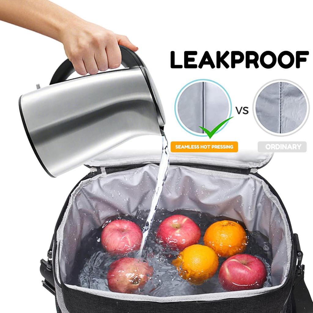 Izolowana torba na lunch dla kobiet/mężczyzn, szczelna torba chłodząca na lunch z regulowanym paskiem na ramię, 4 kieszenie, idealna do pracy, na piknik,