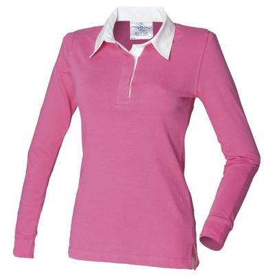 Womens/Ladies Long Sleeve Plain Sports Rugby Polo Shirt