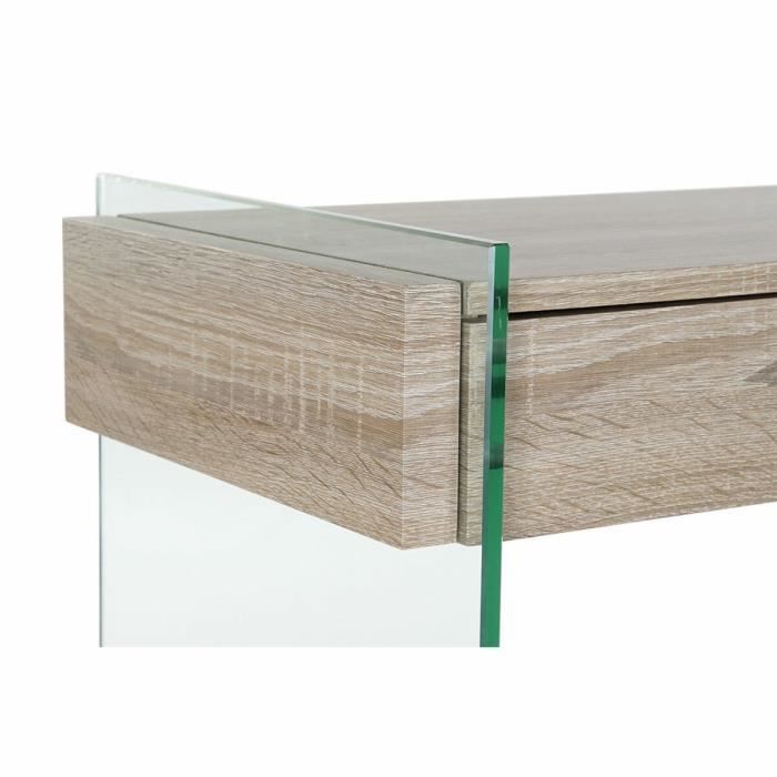 Table d'appoint verre naturel bois transparent 120 x 40 x 76 cm bois mdf