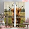 2 Stück 2D Flachdruck Vorhang Hochlandkuh Offenes Tor 100% Polyester Stoff Ohne Strom Alle Jahreszeiten Party- & Feiertagsdeko