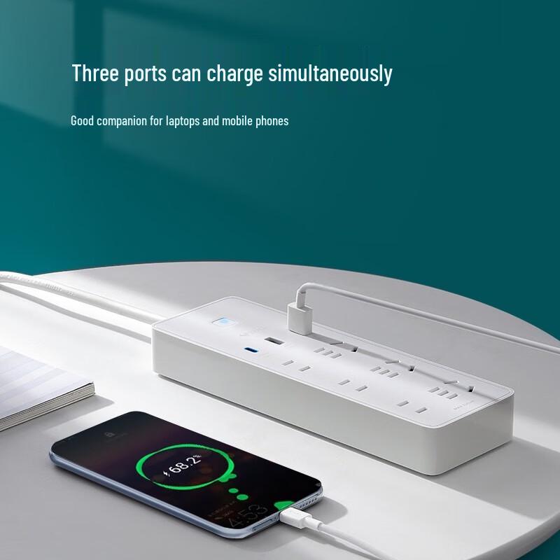 Bull 65W PD Fast Charging Power Strip with Type-C, USB & 6 Outlets CN plug (adapter included)