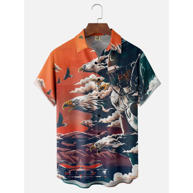 Retro Short Sleeve 3d Print Shirt Summer Casual Fun Hawaiian Ukiyoe Kitten Fishing Shark Print Lapel Short Sleeve Shirt