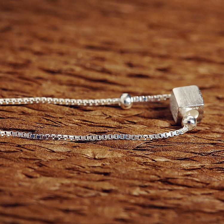 JL015 Christian Fashion 925 Silver Square Chain Anklets for Women Office/Career Gift Hot Sale Sterling Silver Jewelry