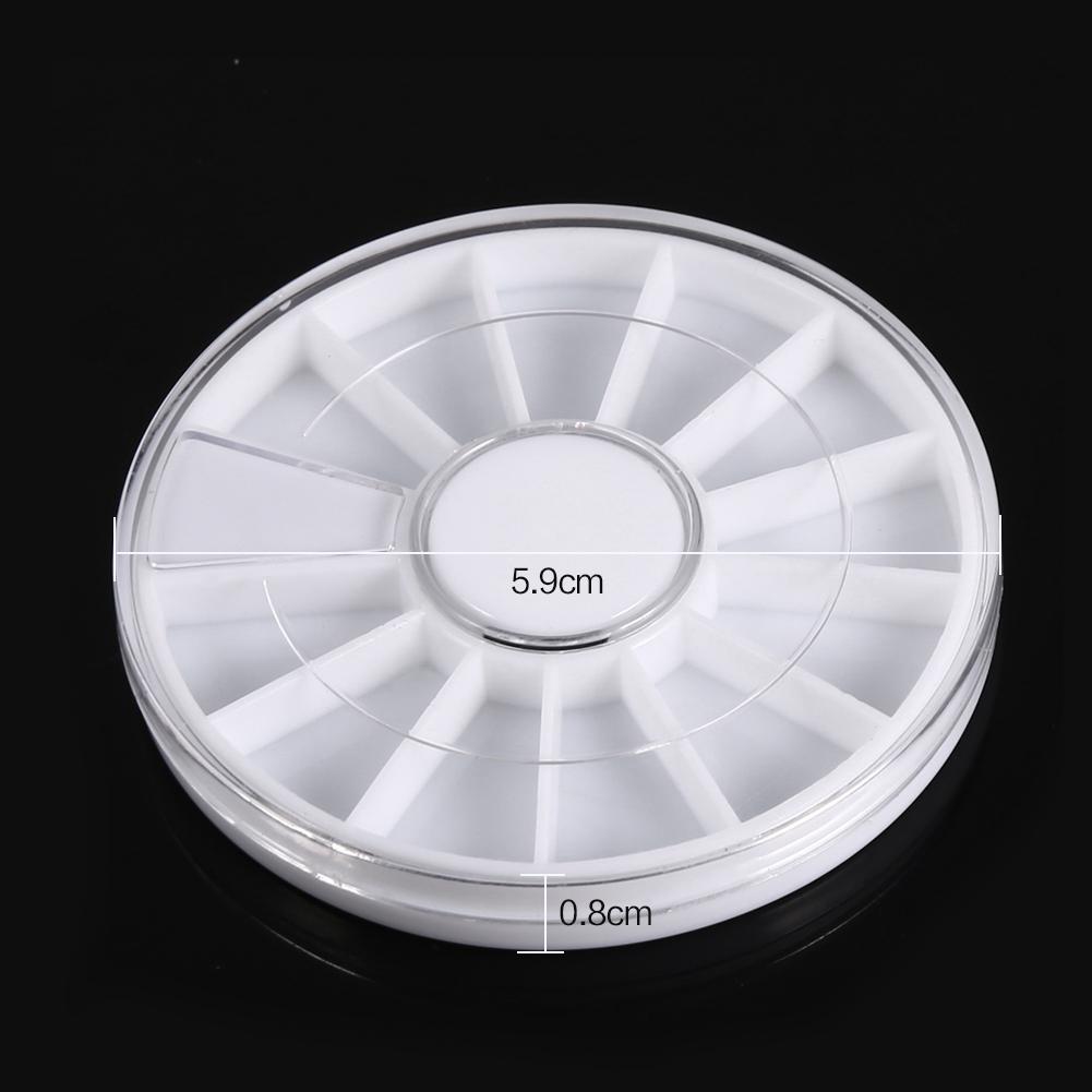 6Pcs/Set 12 Compartments Nail Art Decoration Gem Rhinestone Empty Wheel Box Storage Container