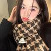 New Rhombus Scarf Female Korean Atmosphere Versatile Ins Style Student Shawl Dual-purpose Thickened Warm