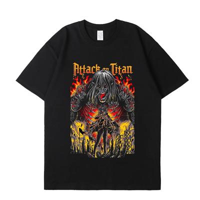 Attack On Titan T-Shirt Herren Damen 100% Baumwolle Übergröße Bedruckt Übergroß Streetwear Japanischer Anime Lässig Rundhals Unisex T-Shirts