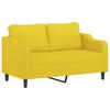 Vidaxl 2-Osobowa Sofa Z Poduszkami, Jasnożółta, 140 Cm, Tkanina