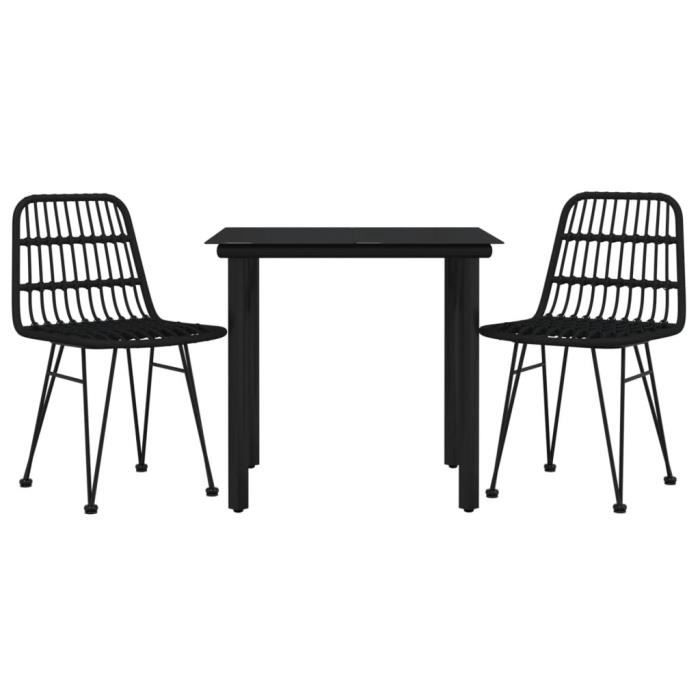 3157894 vidaXL Garden Dining Set 3 Pcs Black Wicker