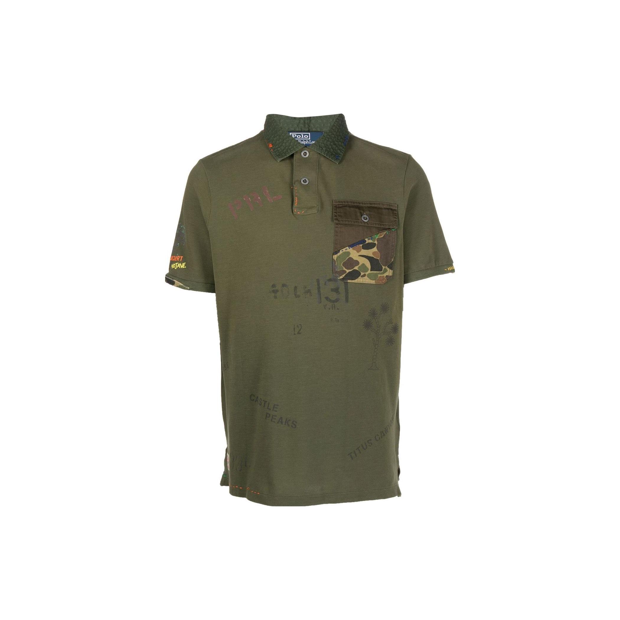 

Polo Ralph Lauren SS23 Камуфляжный принт с карманом, футболка-поло с коротким рукавом для мужчин, рубашки-поло, военно-зеленый 710890965-001 S