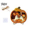 Festive Decor Halloween Door Sign, Glowing Ghost Hanging Decor, Wooden LED Window Theme Ornament for Party, Spooky Wall Pendant Home Decorative Props