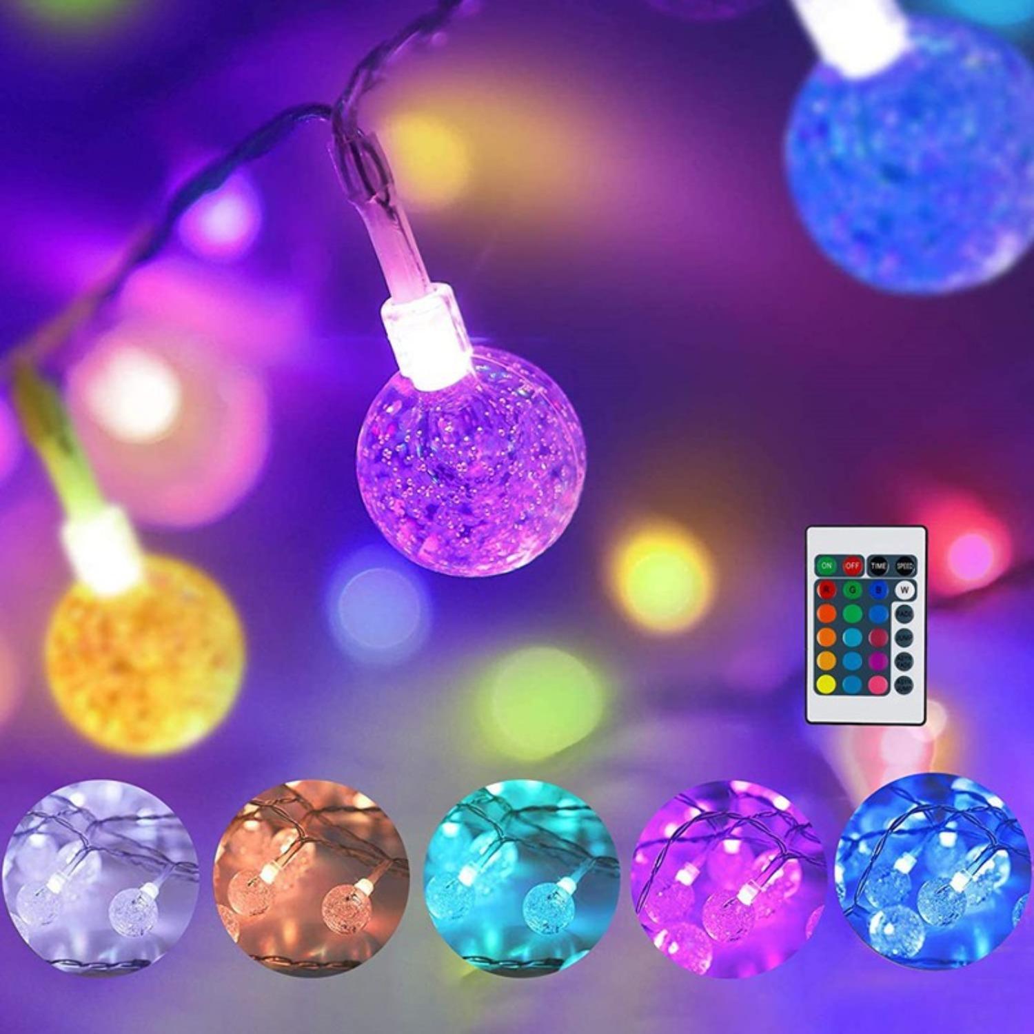 

Color Changing Indoor String Light USB Plug, 5m 50 LEDs Crystal Globe Fairy Lights with Remote Timer Ambient Lighting for Girls Bedroom Home разноцветный