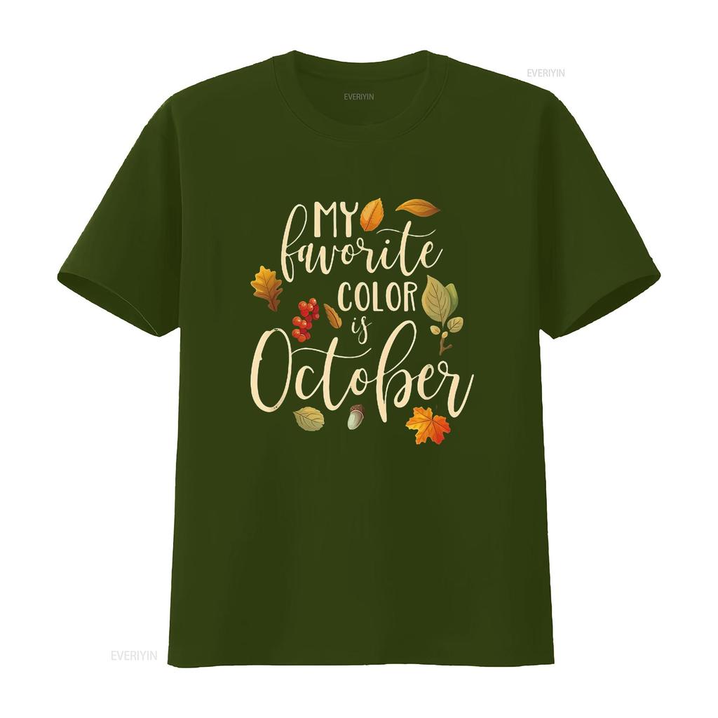 Womens Fall Autumn Lover My Favorite Color is October T Shirt Black 2X Large vintage Washed Stretched Unisex Comfortable