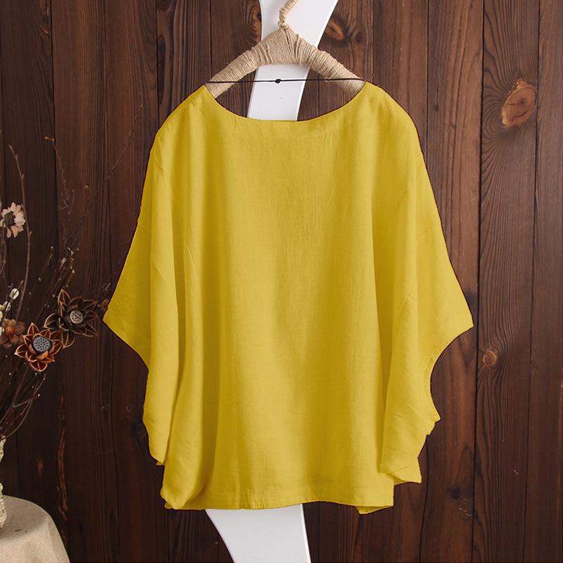 Women's Casual Cotton and Lines Stacked Sleeves and Shoulder Large Size T-shirt New