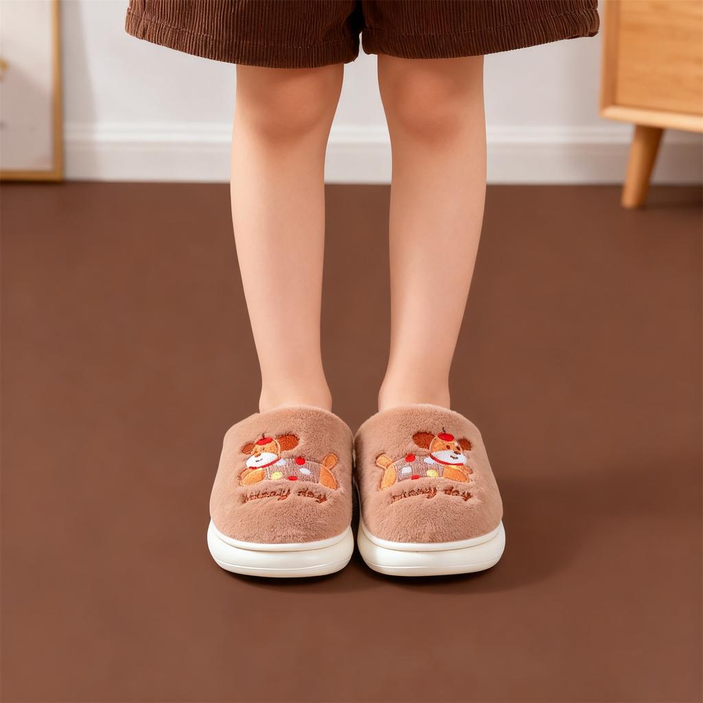Winter Warmth Thick-Soled Fleece-Lined All- Cotton Slippers With Heel Coverage
