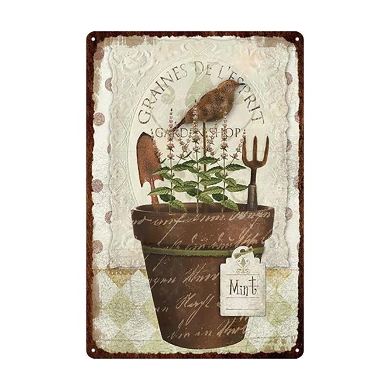 Flowers Metal Tin Sign Retro Plates Rose Peony Lavender Art Plaque Vintage Poster Garden Room Home Wall Decor Gift