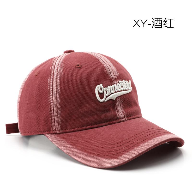 Hat Women's Spring and Autumn Fashion Wash Tie-Dye Retro Baseball Cap Outdoor Sports Men's Travel Sunscreen Shade Cap