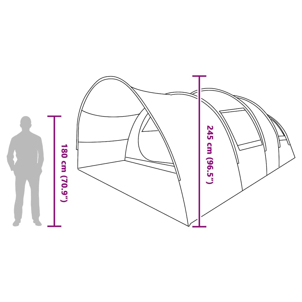 8 Person Tunnel Tent with Roof Green 710 x 460 x 245 cm