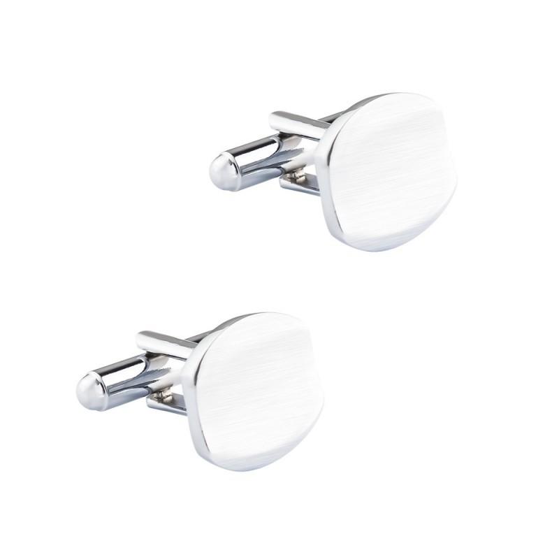 Concave Silver Electroplated Brushed Copper Metal Cufflinks Men s French Shirt CL-C006