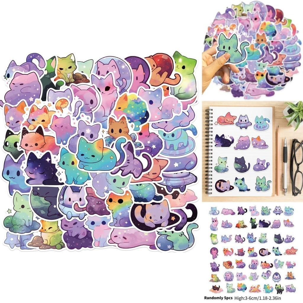 Colorful Starry Sky Cat Graffiti Stickers Decor For Guitar Notebook Luggage Diy Waterproof Decals Wholesale