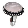 Rose Quartz Natural Gemstone Antique Silver Plated Ring US Size-7.5 A 768