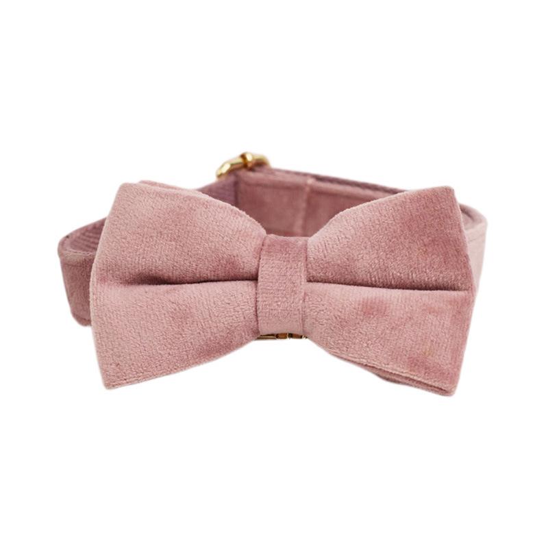Light Purple & Pink Plush Dog Collar with Bow Tie - Harness & Leash Combo Extra Small