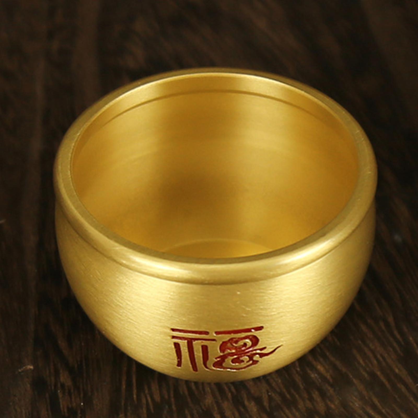 

Brass Fengshui Bowl Bai Fu Chinese Traditional Brass Fortune Gathering Vat for Wealth Success Good Luck Desktop Study Adults красный