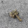 Antique Copper Chinese Ancient Dragon Head Axe Weapon Artifact Tea Pet Ornament Brass Figurines Desk Decoration Keychain Pendant