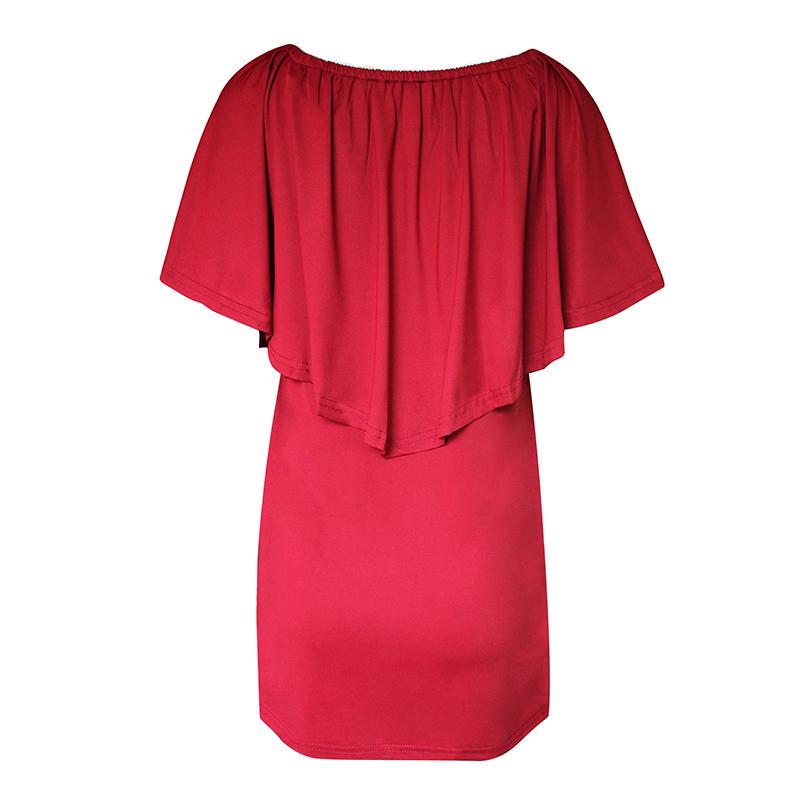 Frauen Off Schulter Lose Kleid Sommer Kurzarm Quaste Paket Hüfte Kurzen Rock