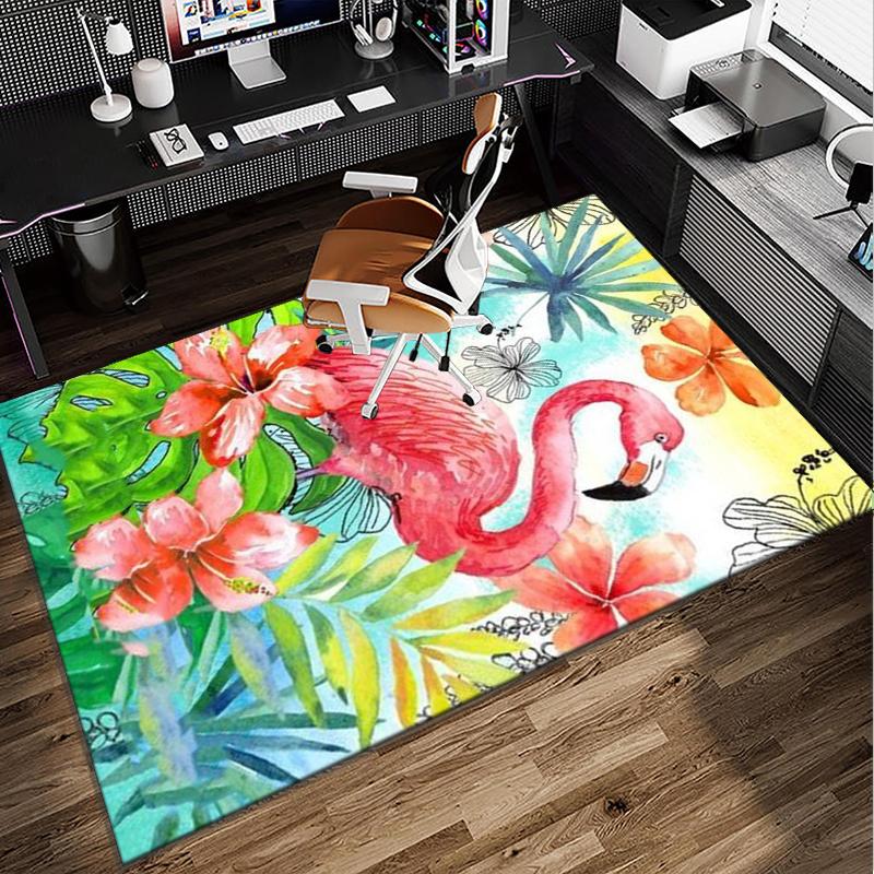 Flamingo In Tropical Paradise Office Rug Chair Mat, Entryway Carpet, Suitable for Front Door, Bedroom, Living Room, Desk, Holiday Gift