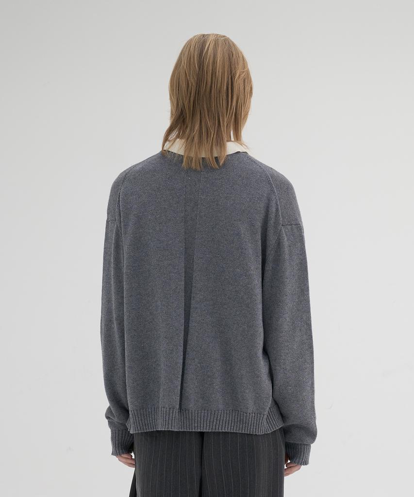 Knouun Essential Crew Neck Cardigan (Gray)