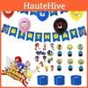 Birthday Party Cartoon Decorations Banners Cake Topper Set Balloon