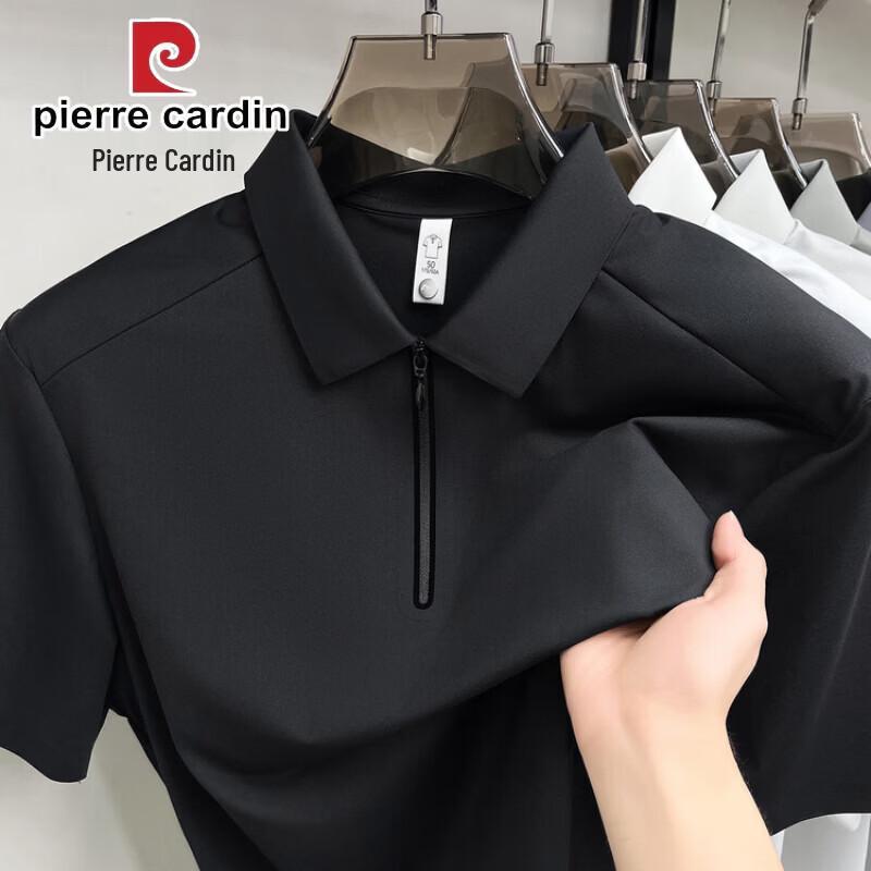 

Pierre Cardin Men s Seamless Ice Silk Half-Zip Polo T-Shirt M