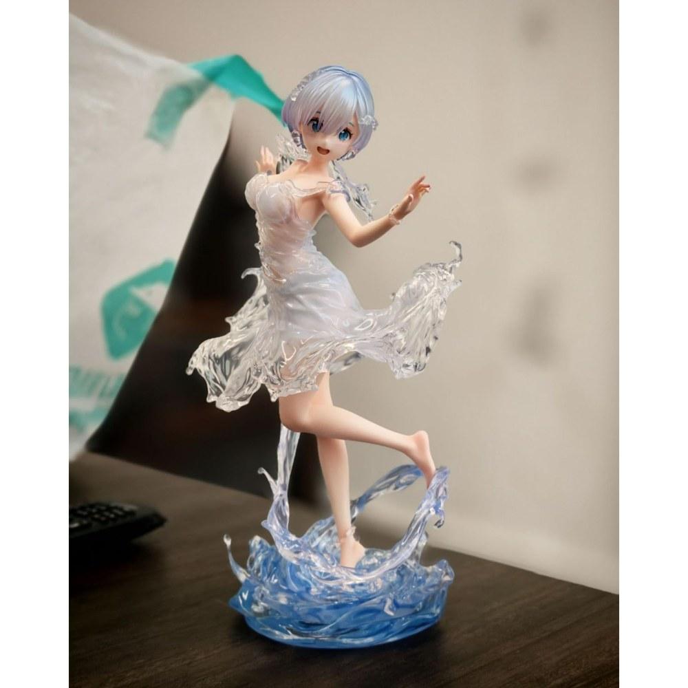 YAORUI Re:Zero Rem Aqua Dress 1/7 Scale Figure with Interchangeable Faces Pre-painted ABS PVC Decoration Birthday Gift Desktop Ornament