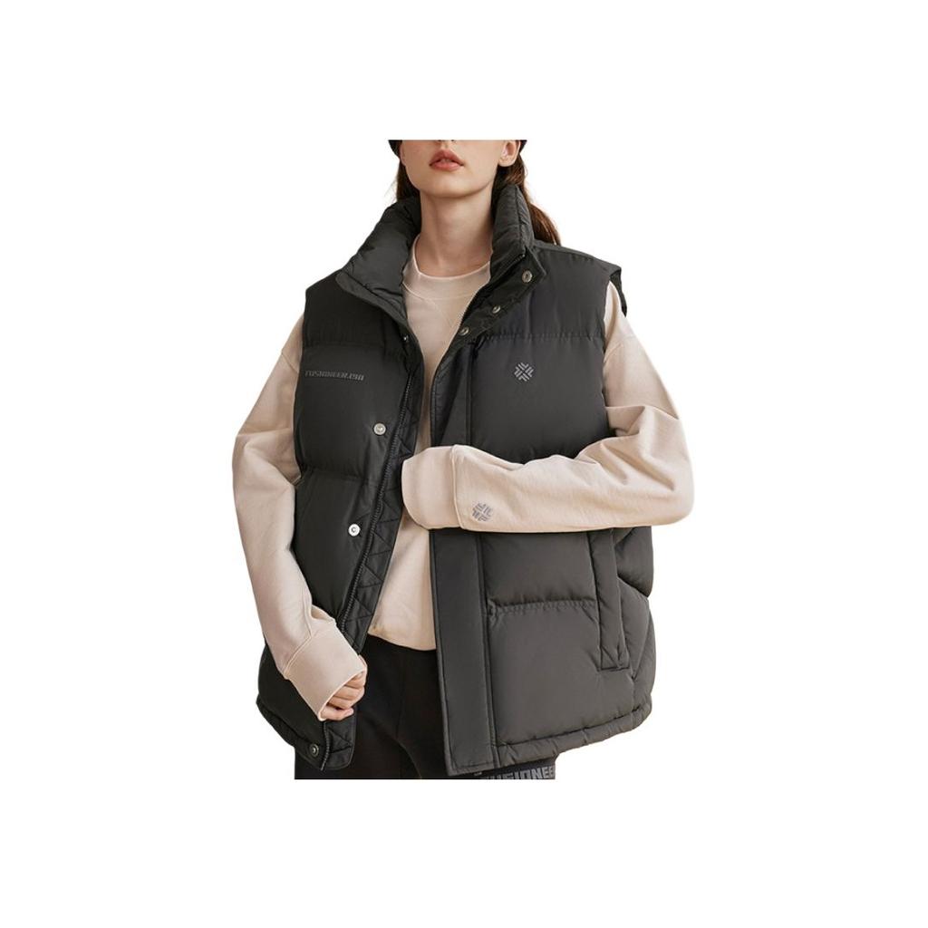 Fila Fusion Eer 1911 Solid Color Zip Stand Collar Sleeveless Down Vest Unisex Vests Black T11U343902FBK