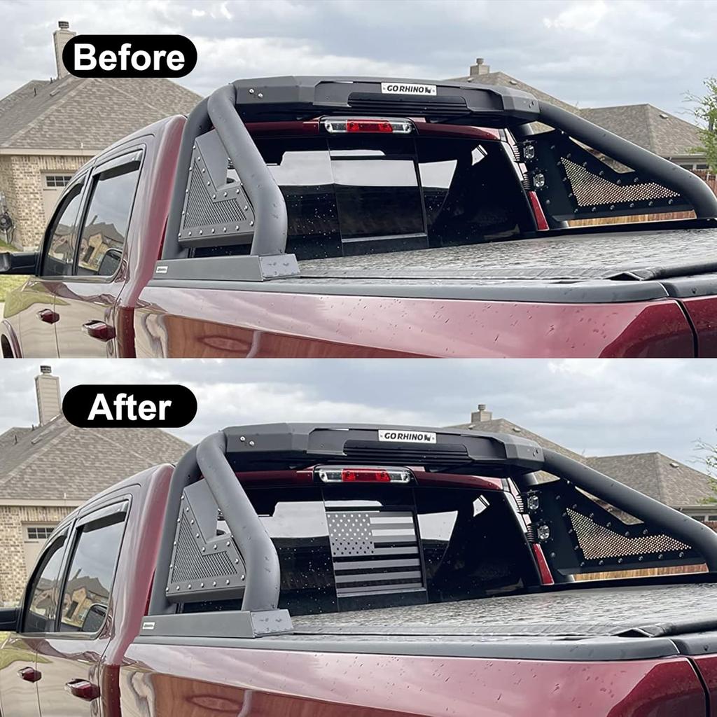 Zhizhong Rear Middle Window Decal Compatible With RAM 1500 2500 3500 2009- 2024, American Flag Back Sliding Window Sticker