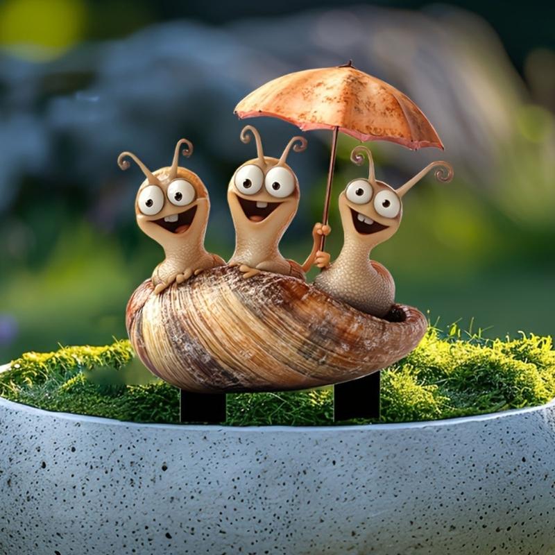 Acrylic Garden Floor Plug Cute Creative Snail Statue Sculptures Multifunctional Waterproof Snail Mini Figurine