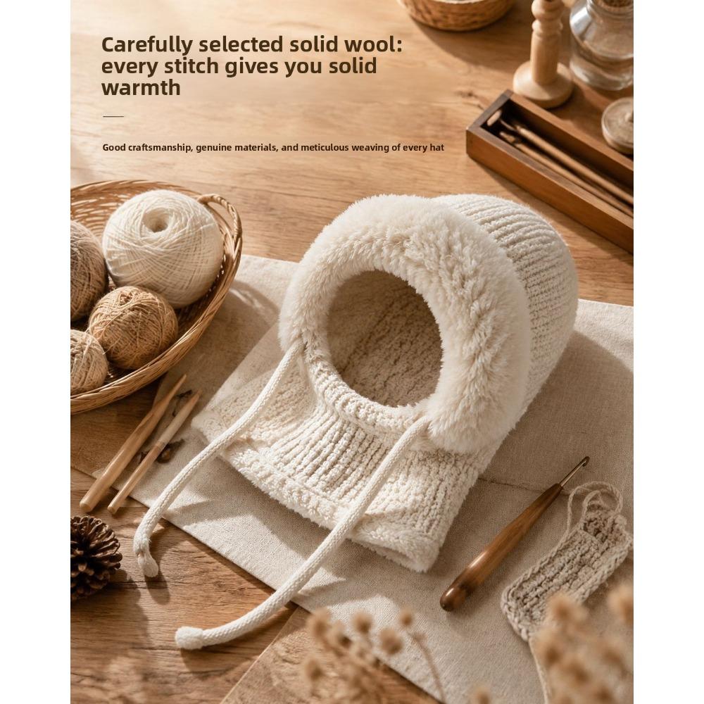 **Women Knit Balaclava Face Mask Neck Warmer Ear Flap Fleece Lined Outdoor Cycling Winter**