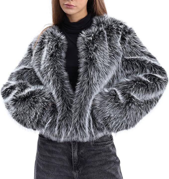European and American women's artificial fur long-sleeved autumn and winter short fox fur jacket lazy wind crew neck jacket