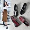 Small Leather Woman Shiny Oxfords Round Toe Low Square Heels Loafers Femme Creepers Ladies Comfy Sneakers Dress Flats