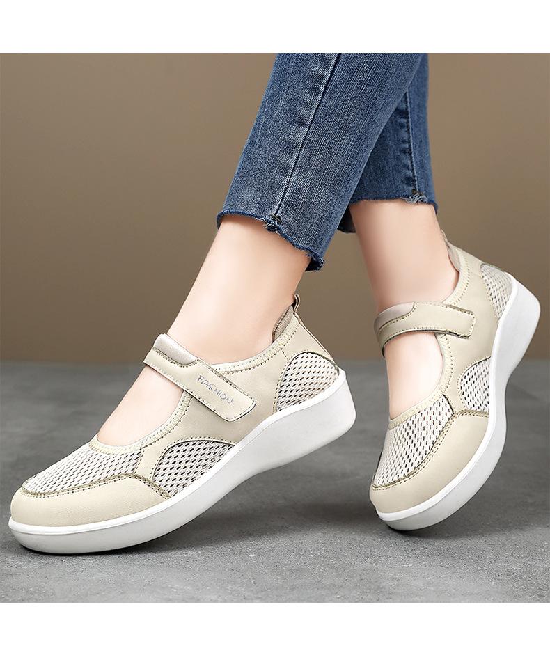 Women's Summer Breathable Casual Velcro Shoes - Soft Sole, Comfortable for Middle-Aged & Elderly Mothers