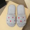 Cotton Slippers Women, Love Home Indoor Non Slip Open Toe Slippers, Plush Slippers Women