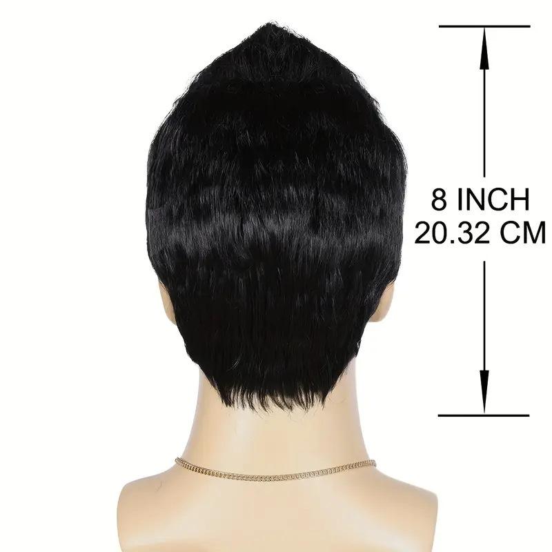 Synthetic Male Wigs Dark Brown Short Straight Hair Wig for Men Cosplay Halloween Costume Christmas Natural Wigs Style