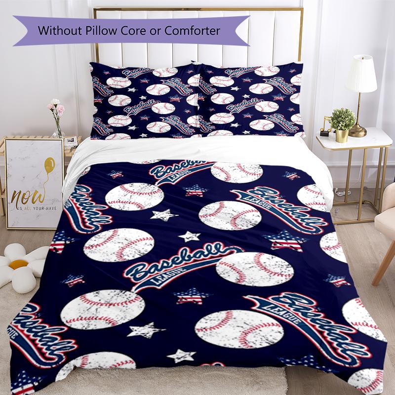 3pcs Baseball Bedding Set Duvet Cover Closure Includes 1 Duvet Cover & 2 Pillowcases, Soft and Comfortable for All Seasons.