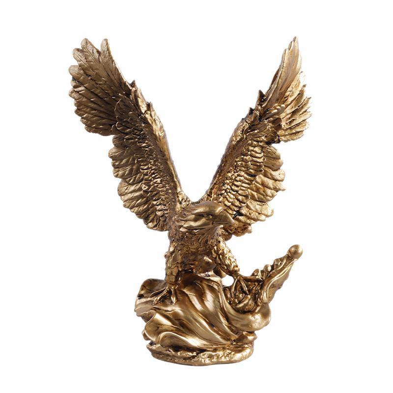 American Style Eagle Statue Resin Golden Eagle Figurines Animal Model Art Ornament Home Office Desktop Decoration Accessories
