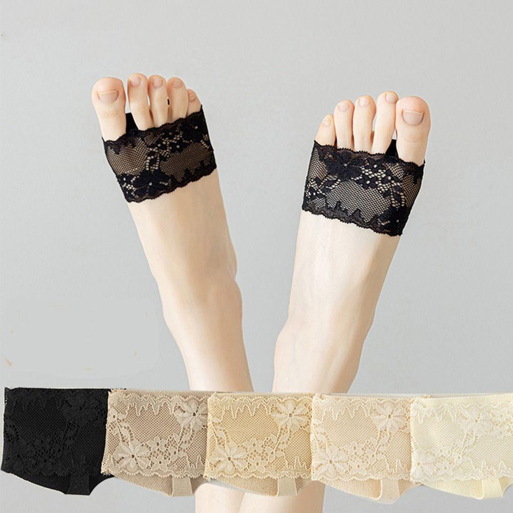 

Cotton Half Palm Socks Lace Women Sock Slippers Non-Slip Forefoot Socks Spring чёрный