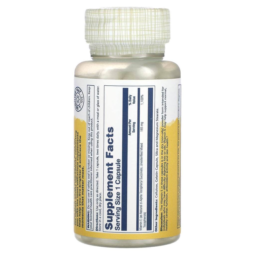 Vitamin E In Dry Form, 165Mg, 100 Capsules