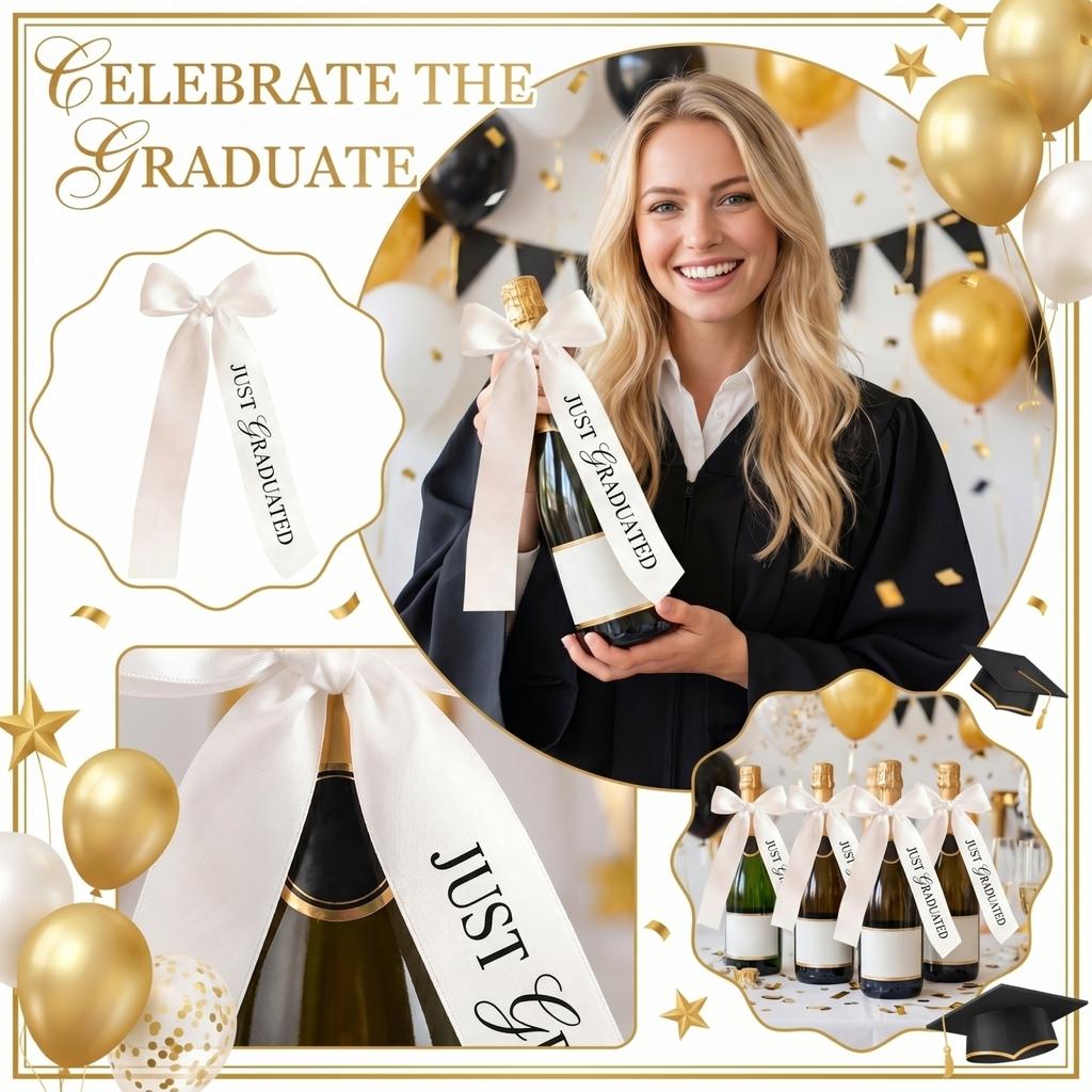 Class Of 2026 Graduation Champagne Bottle Ribbon Congratus Grad Graduation Party Wine Bottle Ribbon (No Bow Tied)