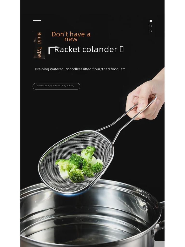 Large Japanese Stainless Steel Mesh Colander Spoon for Noodles, Dumplings, and Hot Pot