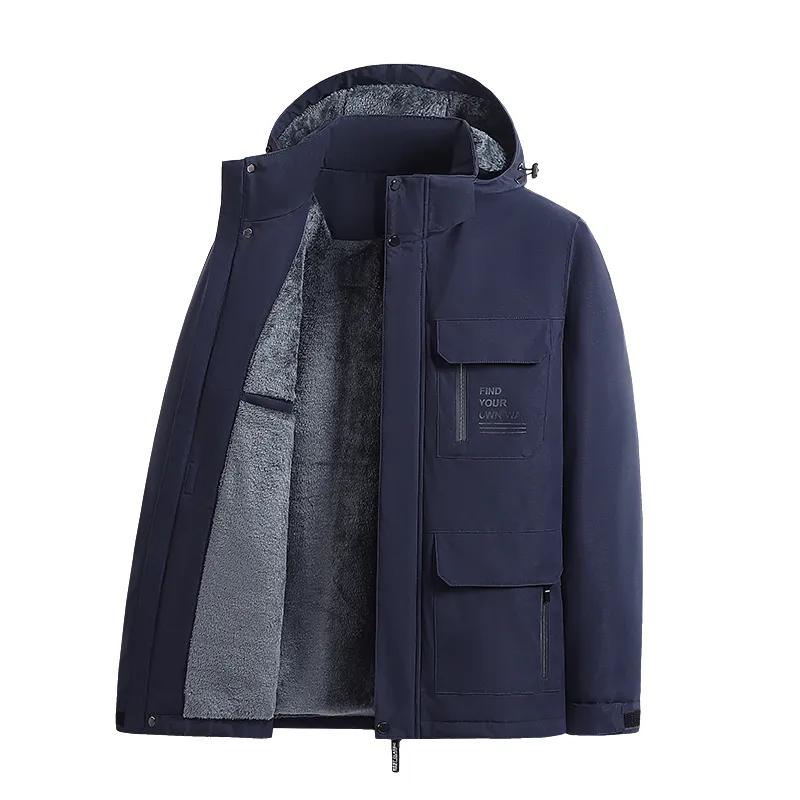 Veste Chaude Décontractée Automne/Hiver pour Homme Veste à Capuche Jeune Oversize Slim-fit